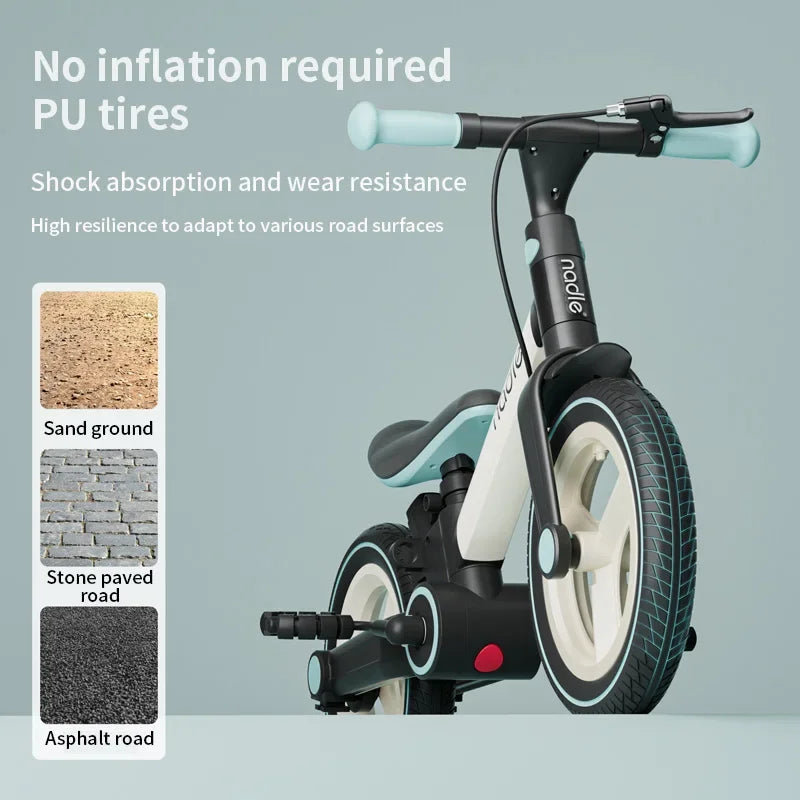 2-in-1 Kids Pedal Folding Bike Baby Balance Bike