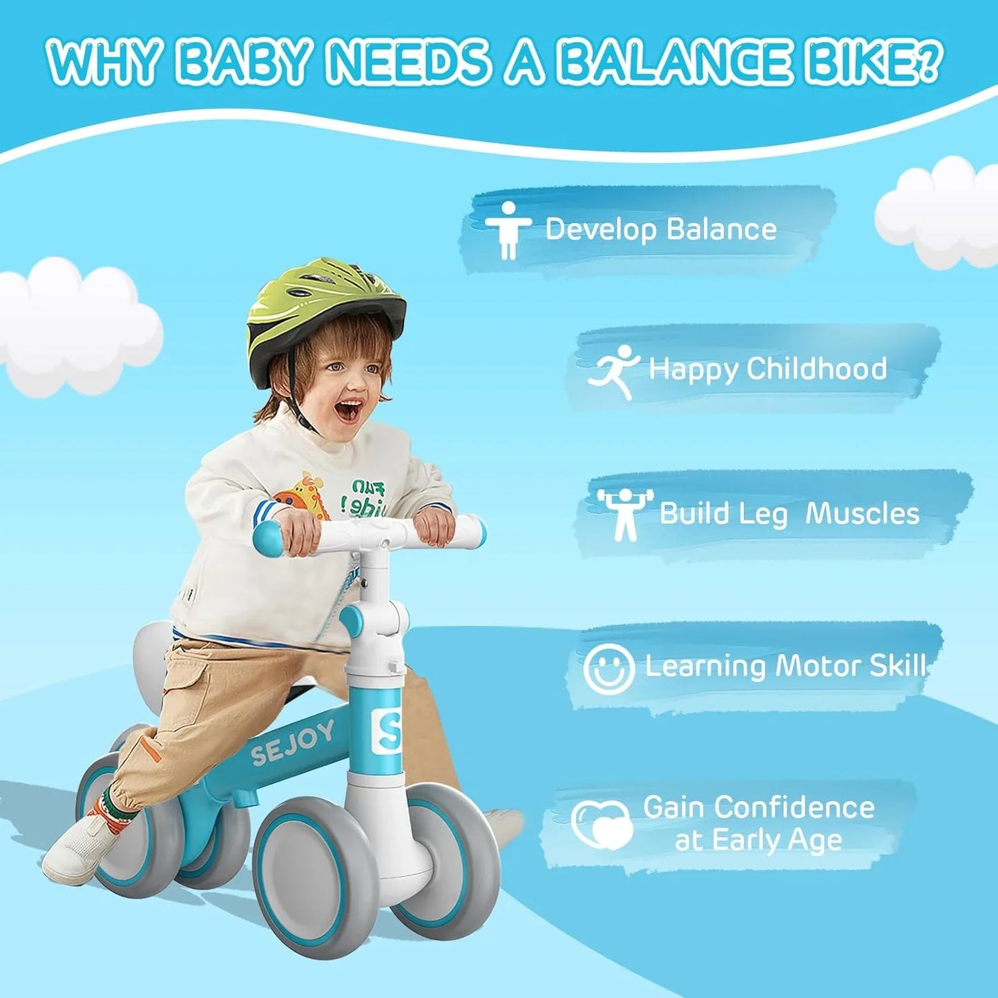 Adjustable Seat Handle Toddler Balance Bike Baby Balance Bike