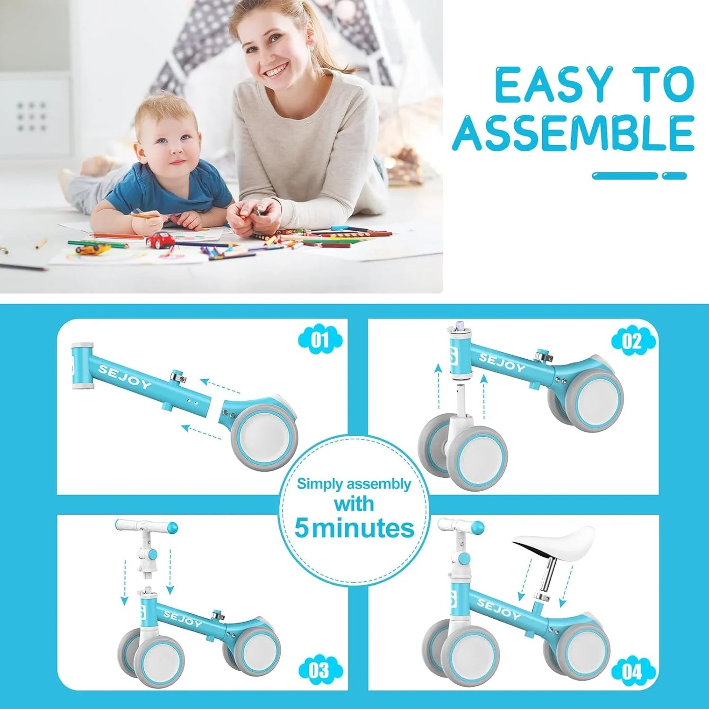 Adjustable Seat Handle Toddler Balance Bike Baby Balance Bike
