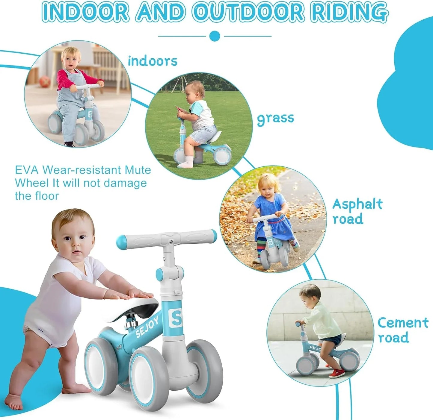 Adjustable Seat Handle Toddler Balance Bike Baby Balance Bike