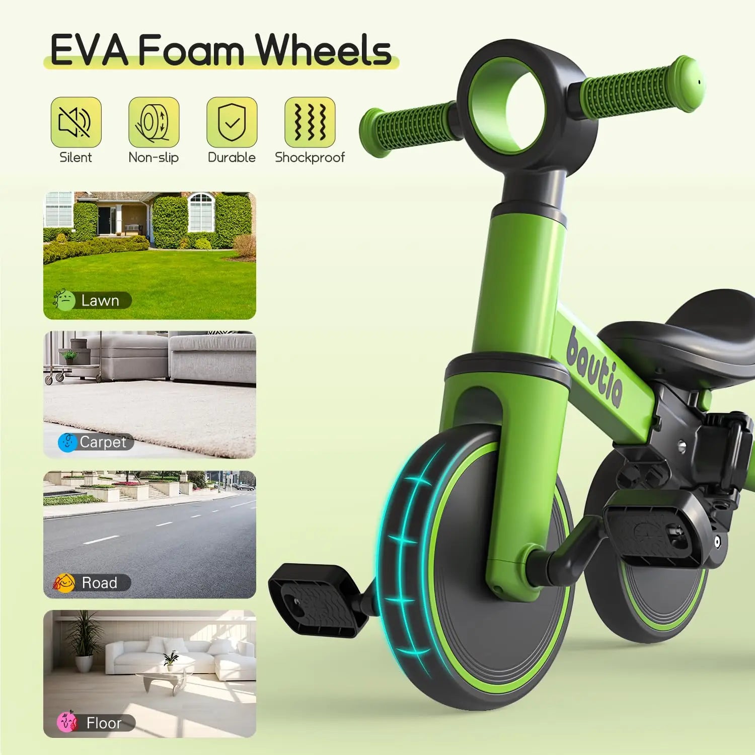 5 in 1 Kids Tricycle for Toddlers Baby Balance Bike